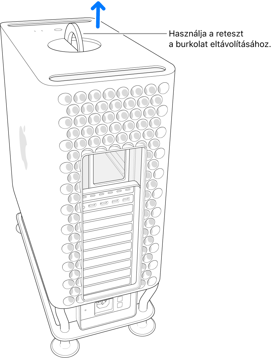 A retesz el van forgatva, és felfelé áll; a burkolatot leemelik a számítógépről.