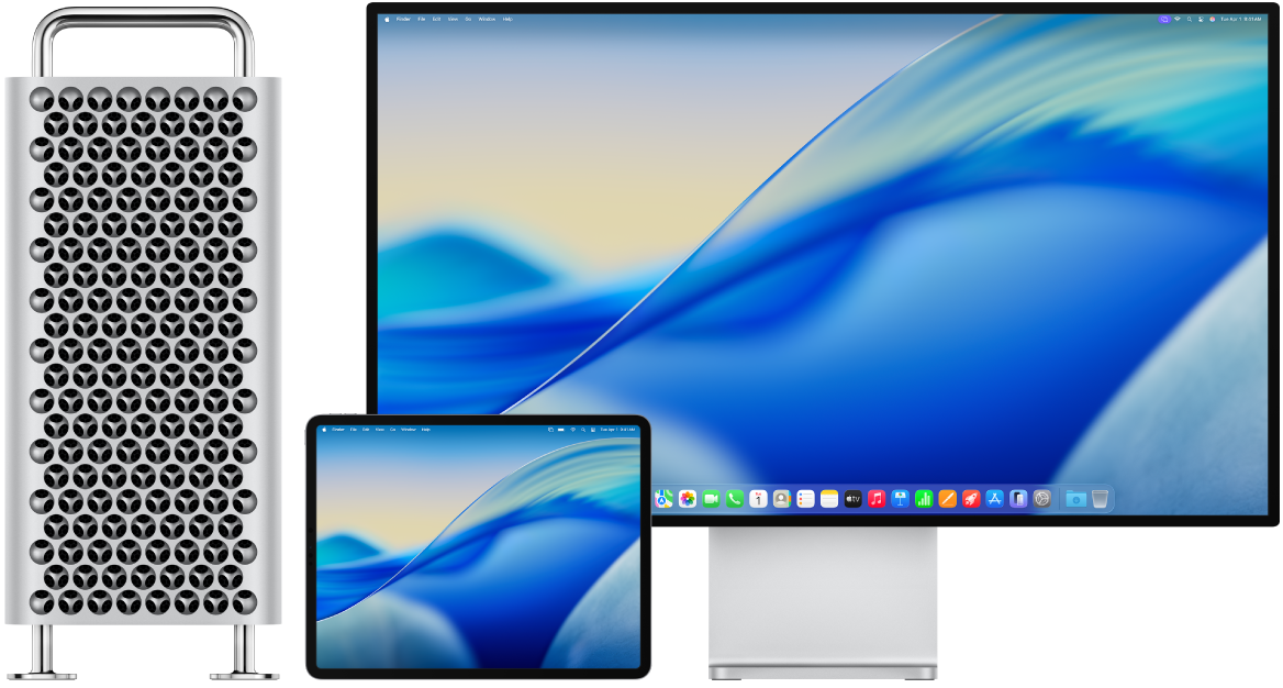 Mac Pro a iPad vedľa seba.