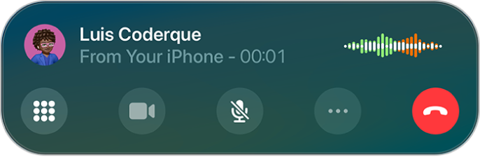 Egy Telefon-appablak egy folyamatban lévő hívással.