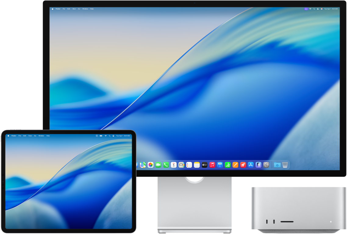 Mac Studio a iPad vedľa seba.