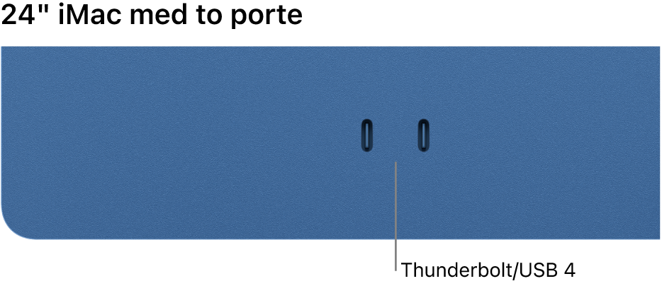 En iMac med to Thunderbolt/USB 4-porte.