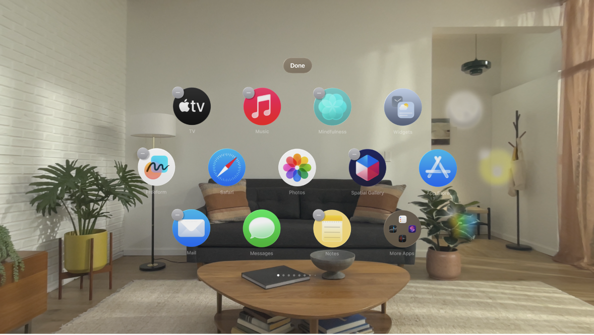 Jiggling apps in Home View on Apple Vision Pro.