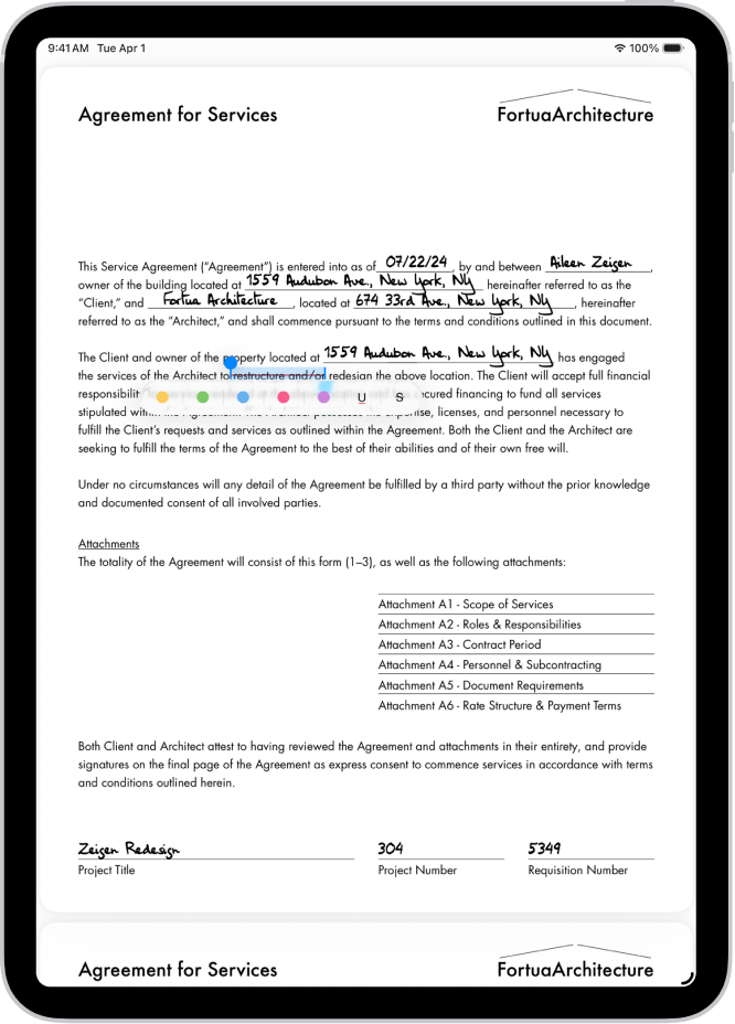 A PDF in the Preview app showing highlighted text, available highlight colors, and the underline and strike through tools.