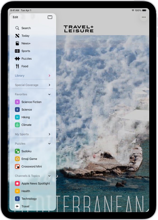 Followed channels and topics appear in the News sidebar over an article.