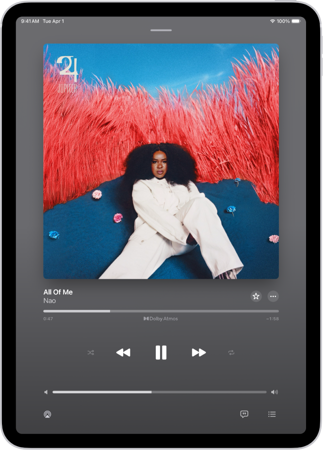 Şu An Çalınan ekranı birçok denetimi ve düğmeyi gösteriyor.