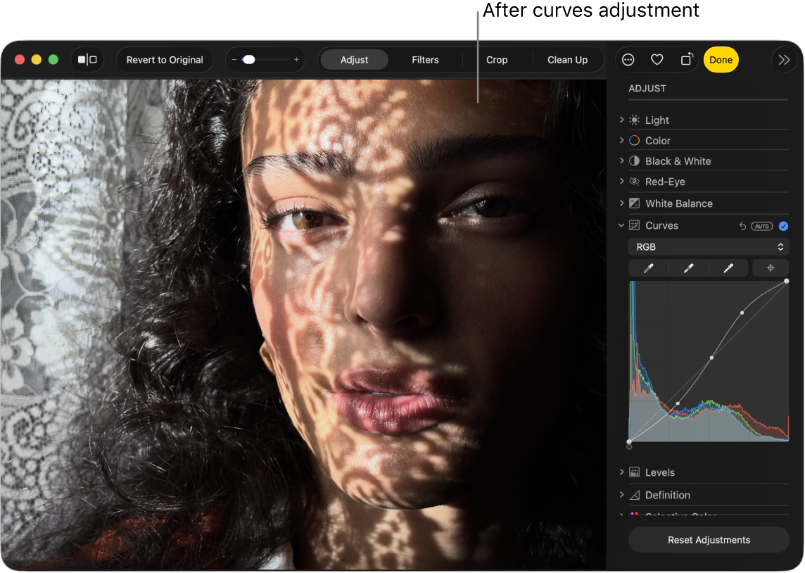 A photo after Curves adjustments.