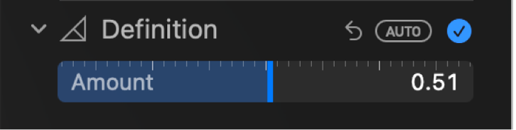 Definisjon-skyveknappen i Juster-panelet.