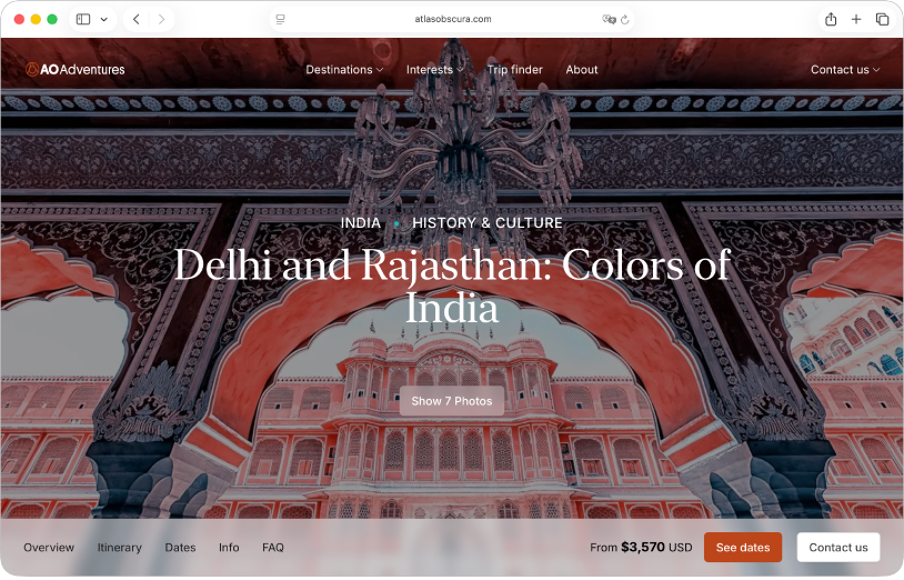 Une fenêtre Safari affichant le site web « Atlas Obscura ».