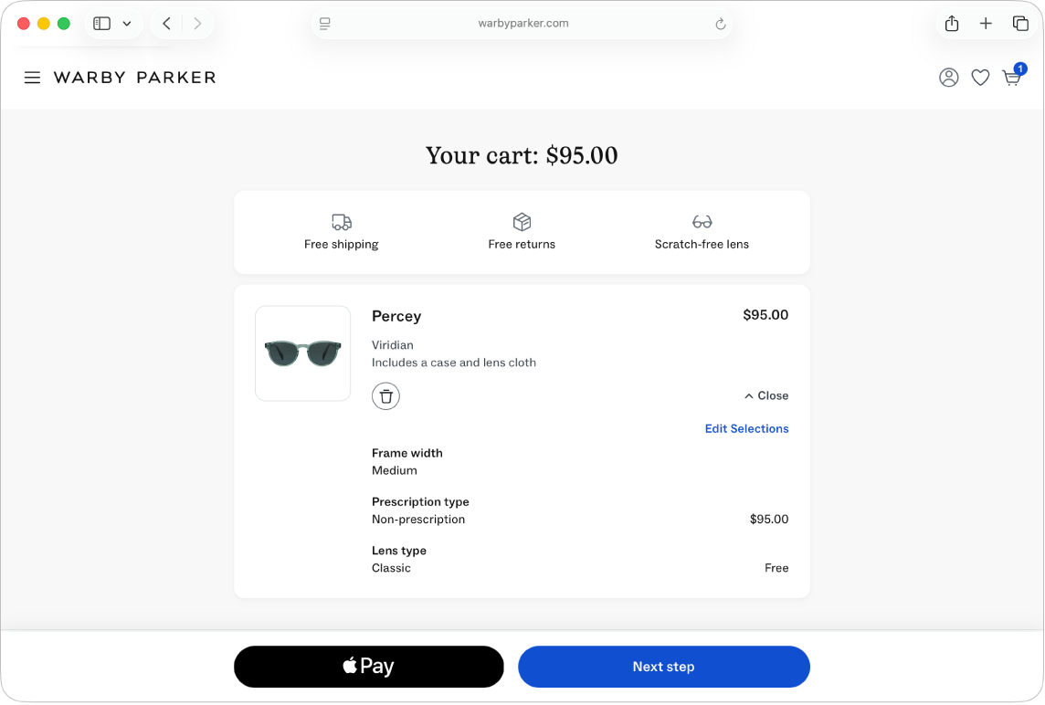 Tapak membeli-belah yang membenarkan Apple Pay.