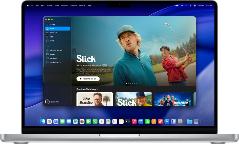 Apple TV-appvinduet viser Apple TV.
