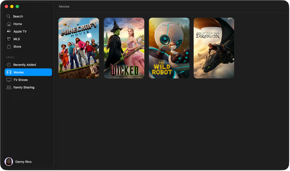 La app Apple TV con la biblioteca abierta.