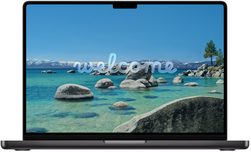 Otvorený MacBook Pro s nápisom „Vitajte“ na obrazovke.