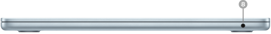 الجانب الأيمن من MacBook Air يعرض مقبس الصوت 3.5 مم.