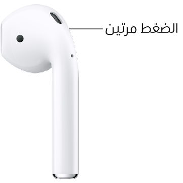 الموضع الذي يتم الضغط عليه مرتين على AirPods 1 أو 2، على الطرف العلوي للساق.