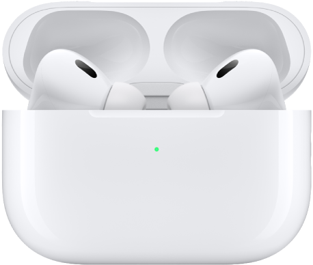 AirPods Pro 2 в тяхната кутия за зареждане.