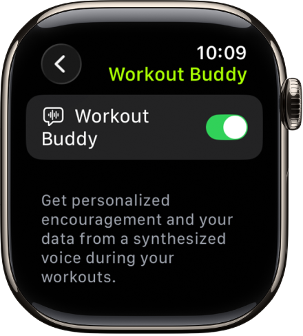 Obrazovka Workout Buddy v aplikaci Cvičení