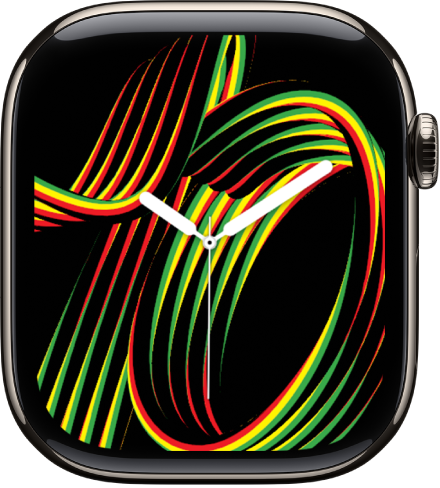 The Unity Rhythm watch face showing the current time in the center of the screen.