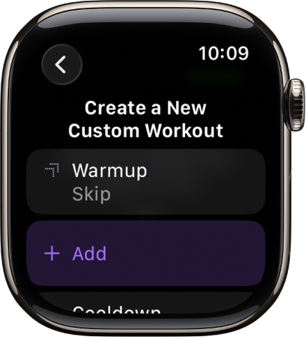 The Workout app showing a screen for creating a Custom Workout.