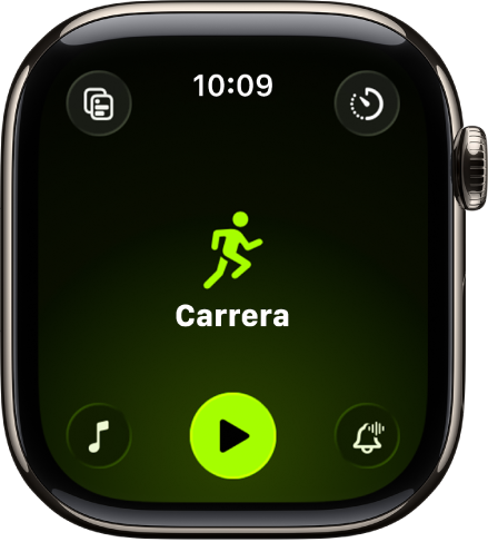 El entrenamiento Carrera al aire libre se muestra en la pantalla Entrenamiento.