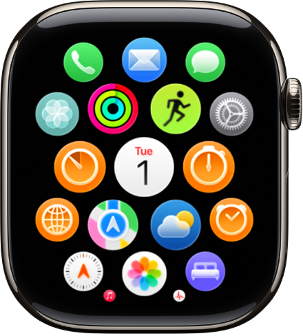 Pantalla de inicio con la visualización como mosaico y unas apps agrupadas.