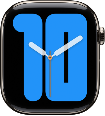 Le cadran Chiffres Mono montrant des aiguilles analogiques sur un grand chiffre, indiquant l’heure.