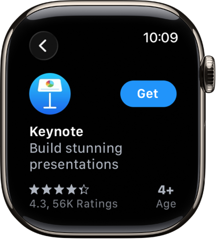 Een scherm van de App Store waarop de productpagina van een app wordt weergegeven, met een korte beschrijving van de app en rechts de knop 'Download'.