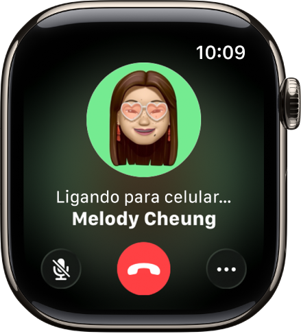 App Telefone mostrando uma ligação em andamento.