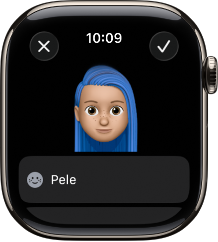 App Memoji no Apple Watch mostrando um rosto.