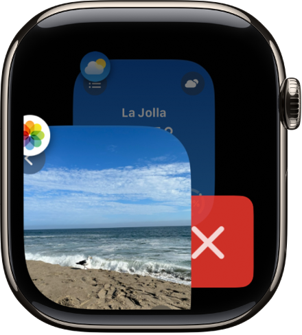 App 切换器右侧显示“删除”按钮,左侧显示 App 的一部分。轻点“删除”按钮将 App 从 App 切换器移除。