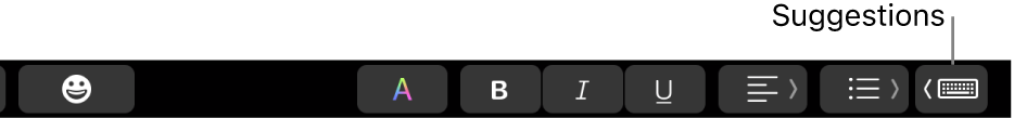 Le bouton « Suggestions de saisie » de la Touch Bar.
