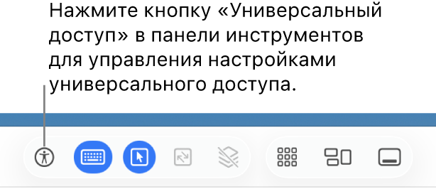 Показана кнопка Универсального доступа в панели инструментов приложения «Общий экран».
