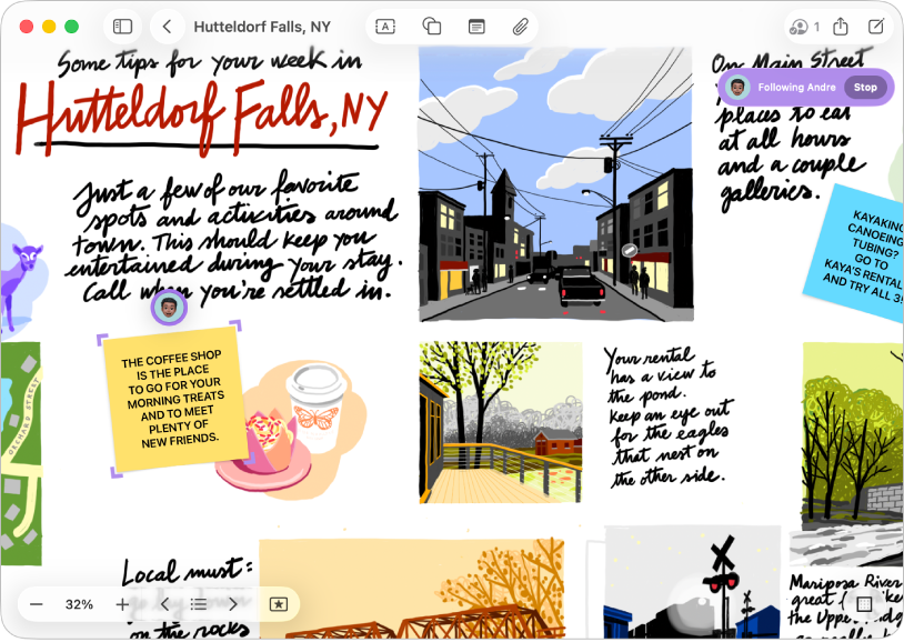 App Freeform aberto em um Mac.
