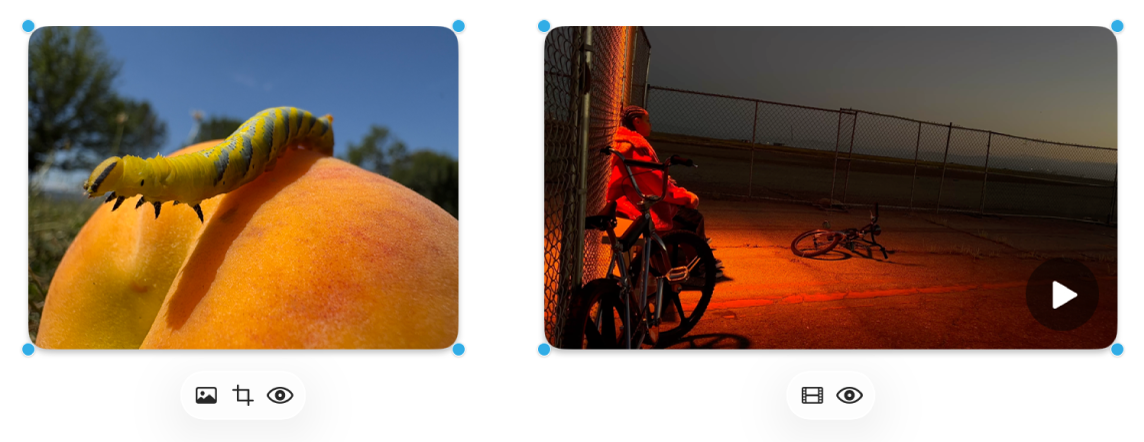 รูปภาพและวิดีโอที่มีเครื่องมือการจัดรูปแบบ