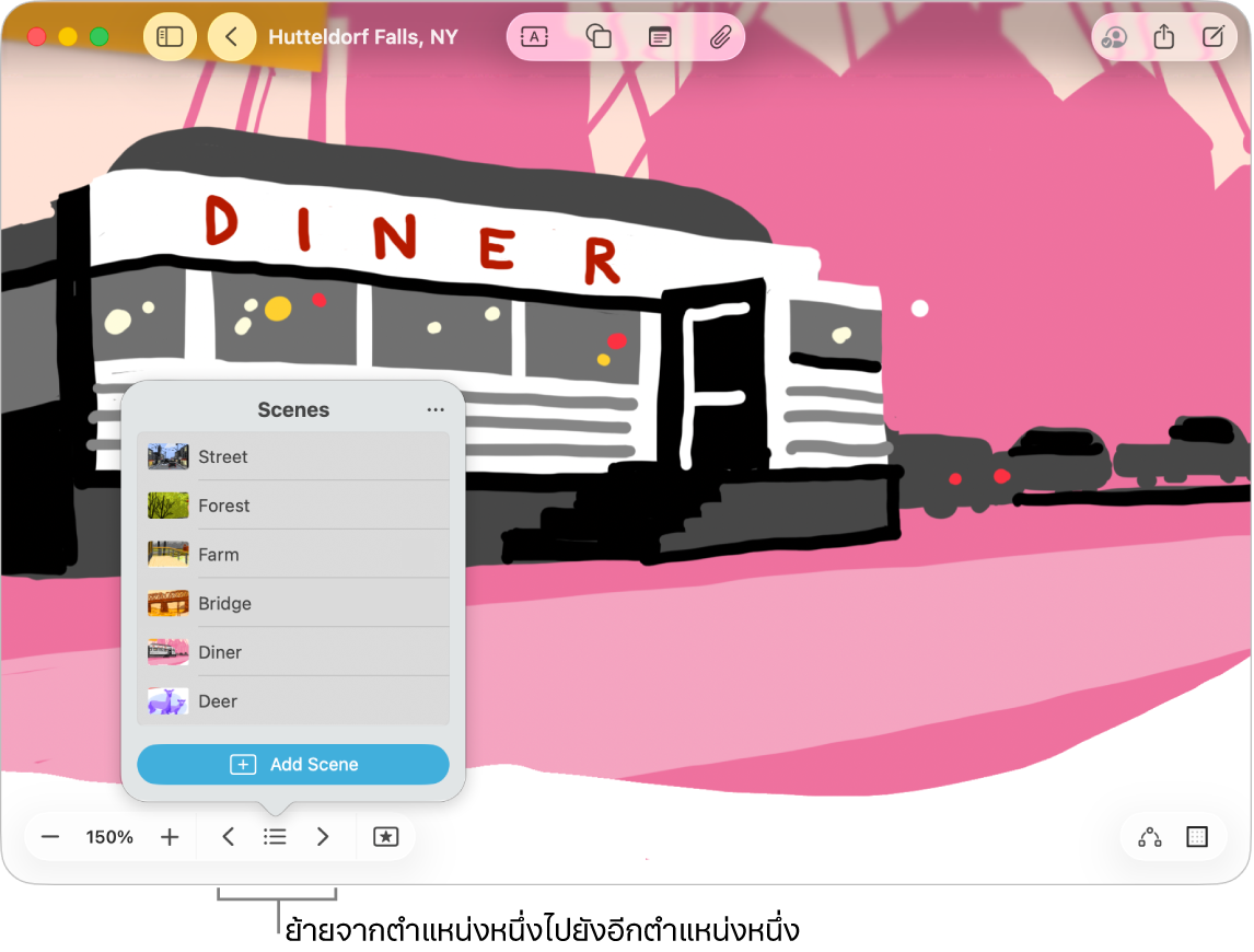 บอร์ด Freeform ที่มีตัวนำทางตำแหน่งเปิดอยู่