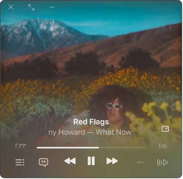 المشغّل المصغّر في Apple Music يعرض العمل الفني للألبوم.