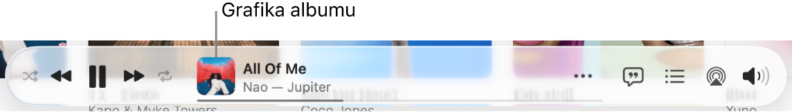 Grafika albumu widoczna po lewej stronie banera z informacją o odtwarzanym utworze.