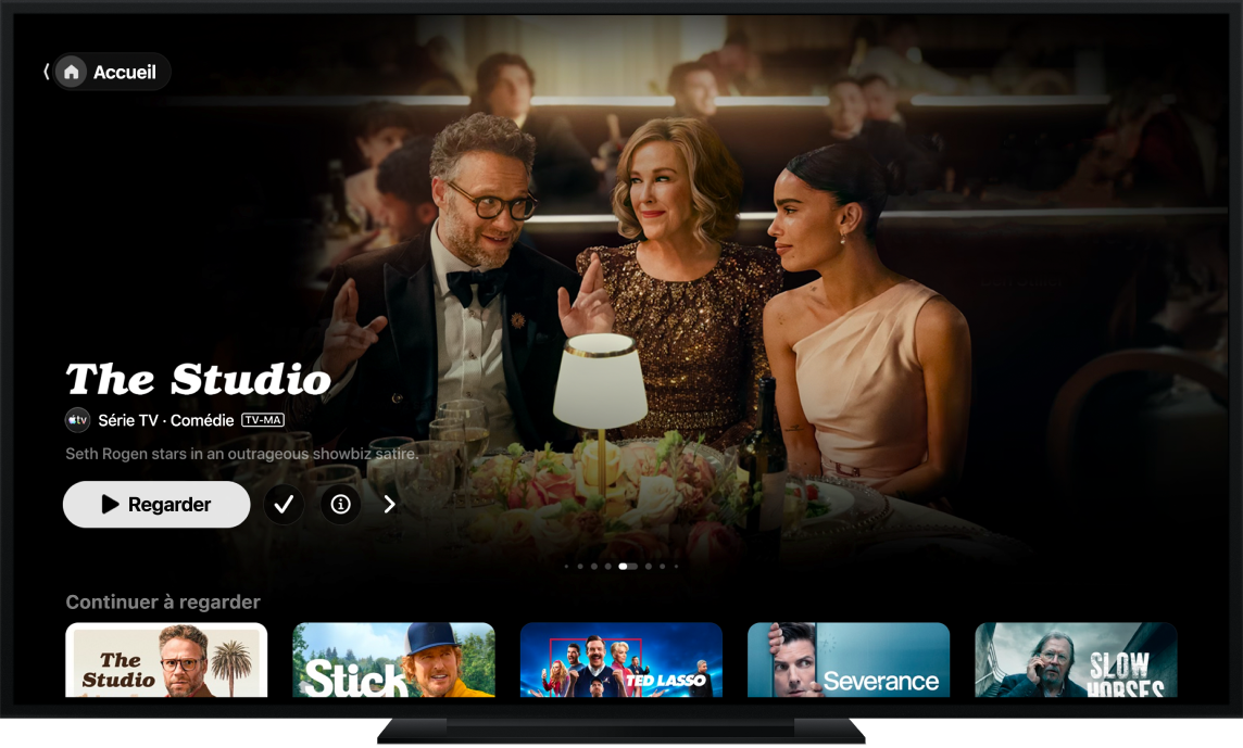 L’app Apple TV présentée sur un téléviseur