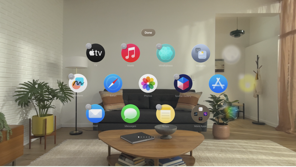 Jiggling apps in Home View on Apple Vision Pro.