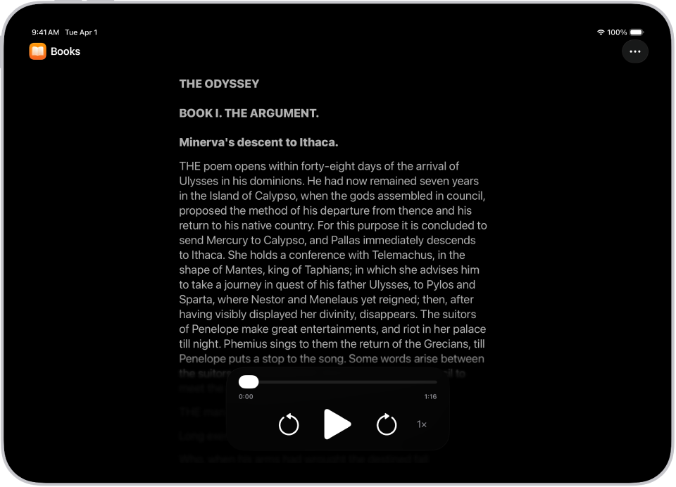 সহায়ক পরিষেবা রিডার স্ক্রিনের মাধ্যমে, কালো ব্যাকগ্রাউন্ডে ফাইল থেকে বড় আকারের টেক্সট দেখানো হচ্ছে।