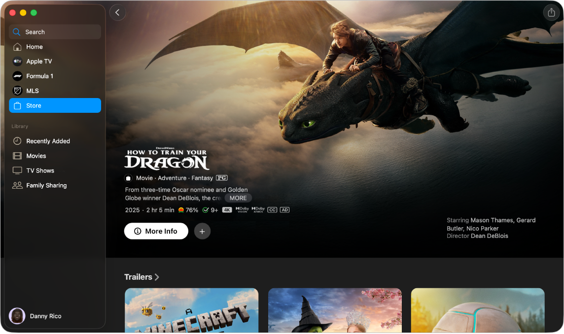 The Apple TV app with the Apple TV Store open.
