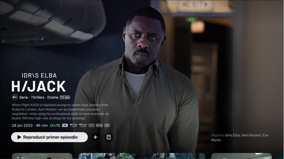 Pantalla de información de la serie