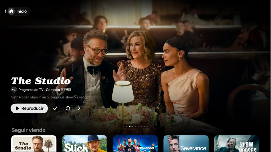 Pantalla de inicio de la app Apple TV
