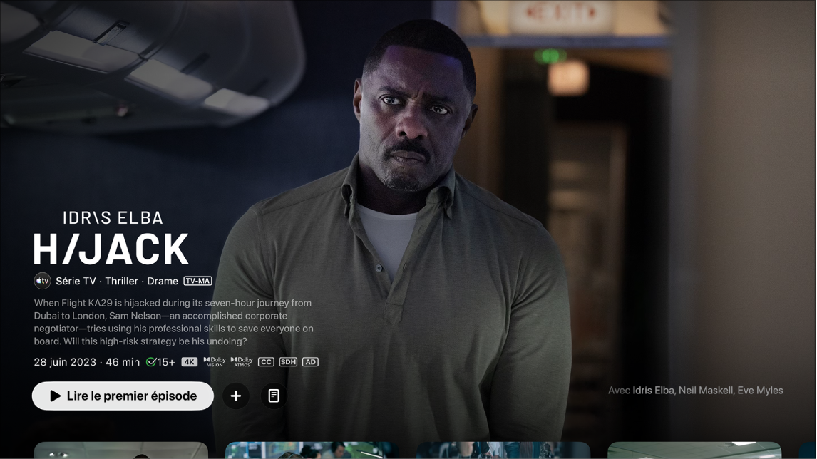 Écran d’information sur une série TV