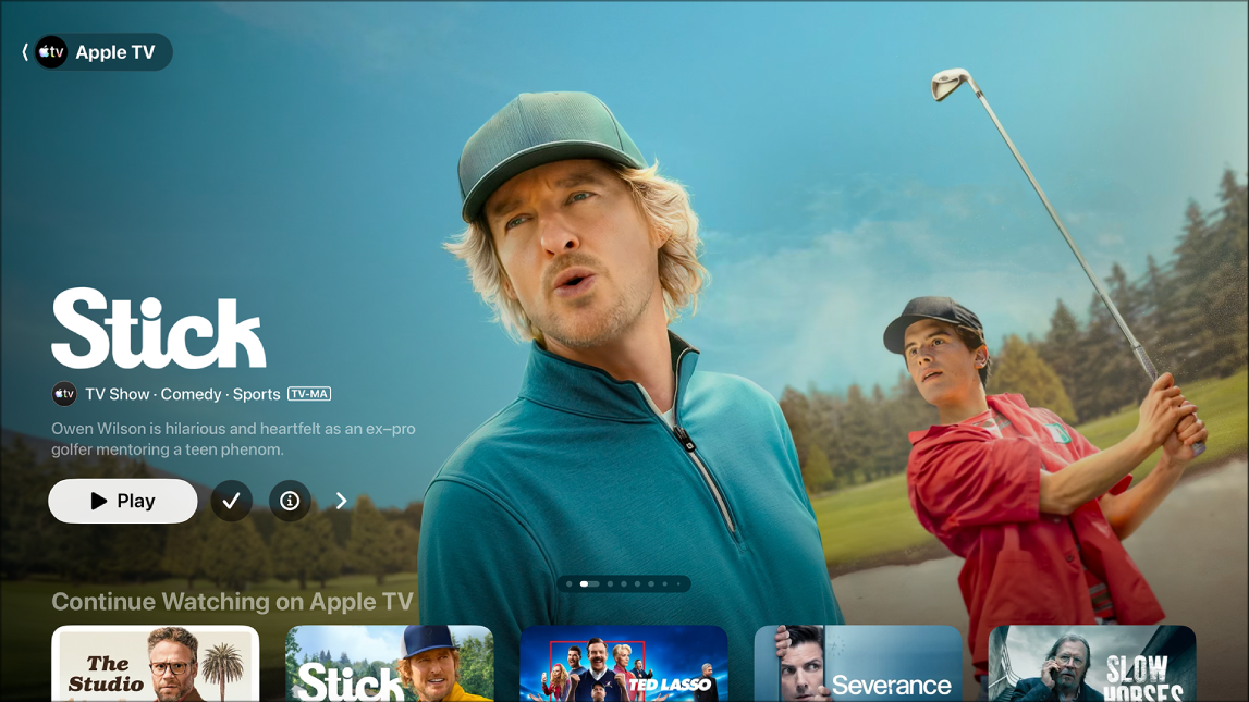 Ekrānā redzams Apple TV