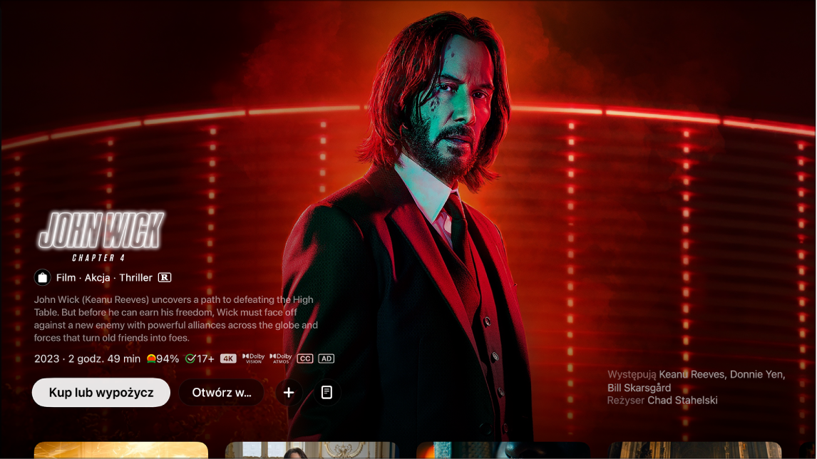 Ekran z informacjami o filmie