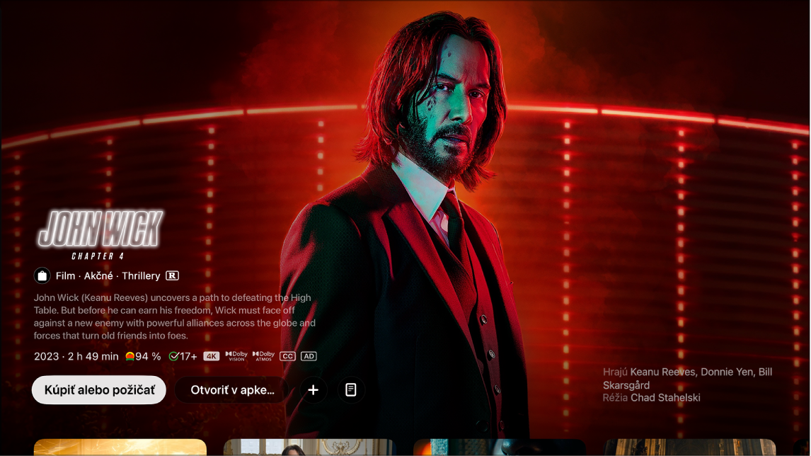 Obrazovka Informácie o filme