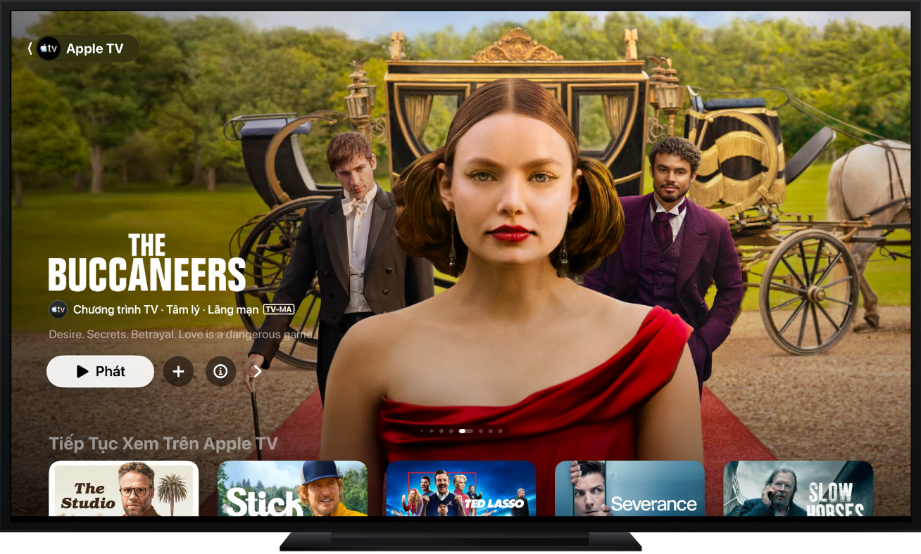 Một Apple TV đang hiển thị ứng dụng Apple TV