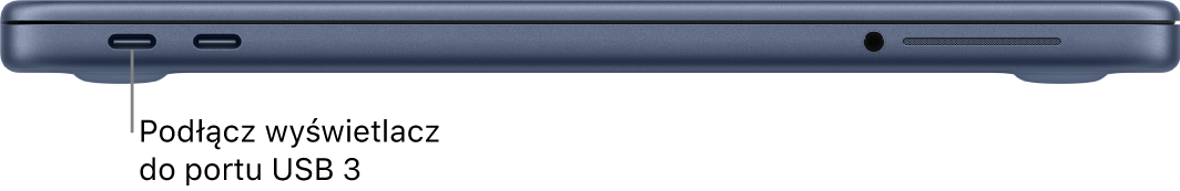 Port USB 3 w MacBooku Neo z instrukcją podłączenia wyświetlacza do portu USB 3.