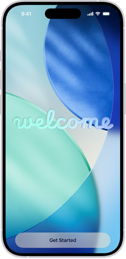 Uvítací obrazovka, která se objeví na začátku úvodního nastavení iPhonu