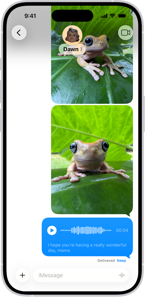 Μια συζήτηση στα Μηνύματα με ένα ηχητικό μήνυμα.